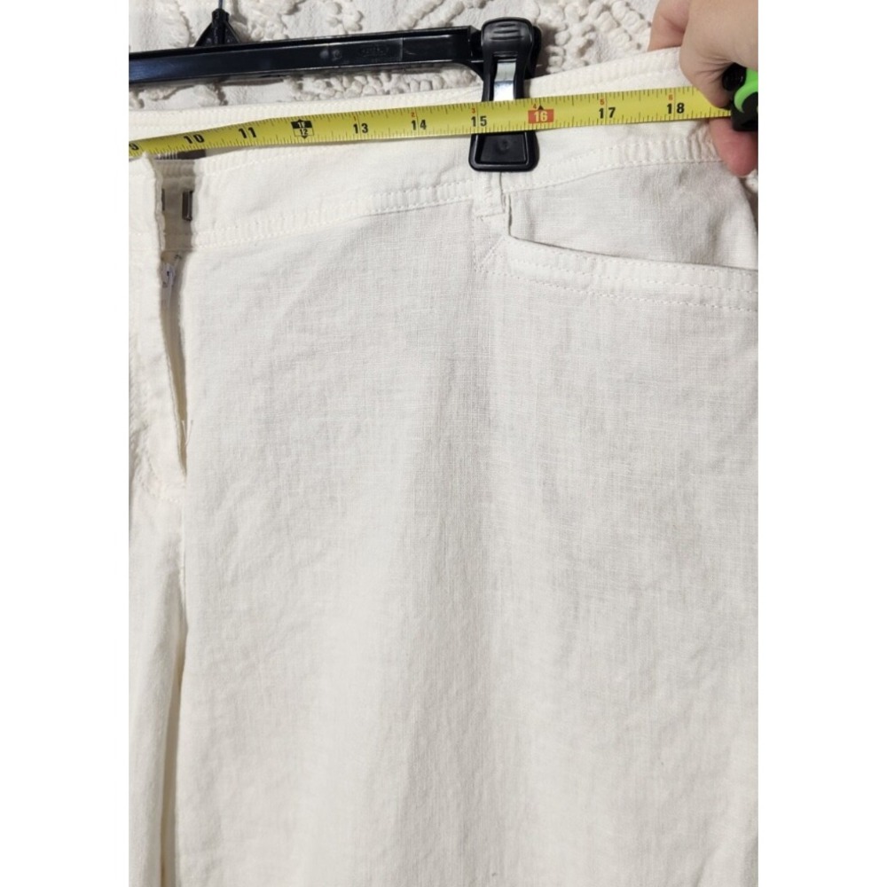 J Jill Womens Linen Pants Size 14 Tall White Beach Family Pictures Resortwear - Picture 8 of 13